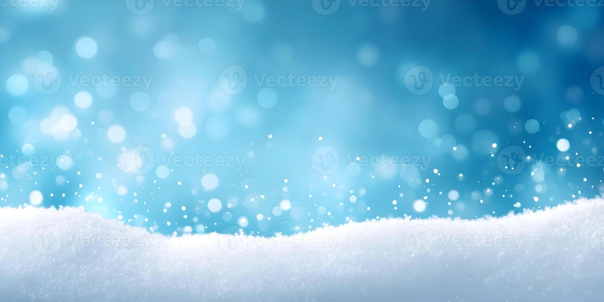 Winter Snowdrift Blue Bokeh Background Sparkling Lights Holiday Season photo