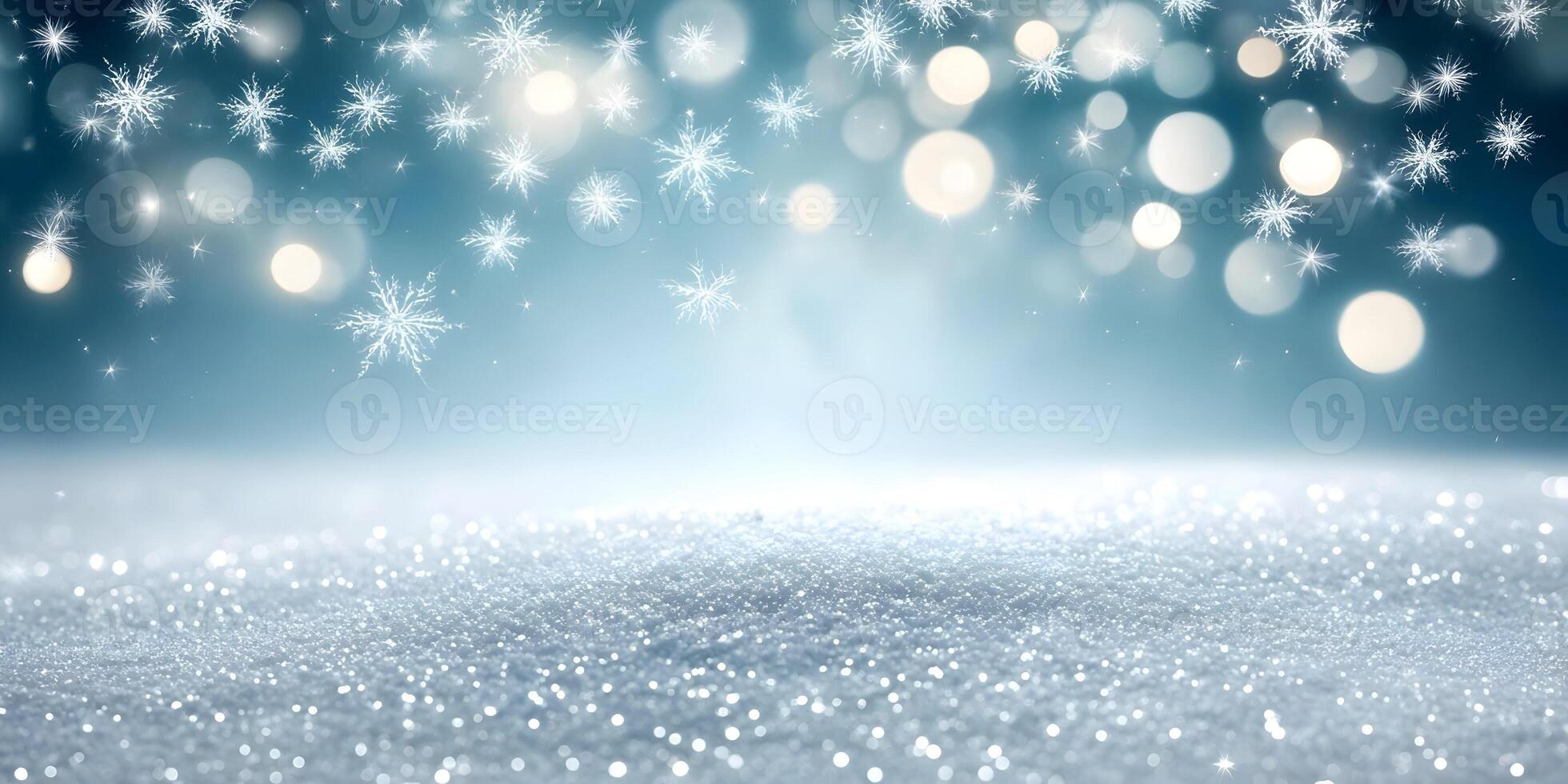 Silver Glitter Snow Background Winter Holidays Sparkling Snowflakes photo