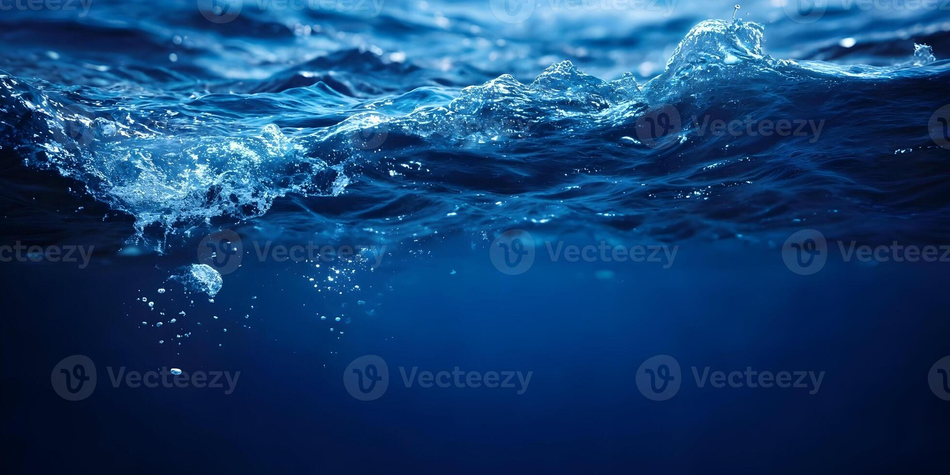 Ocean Water Surface Underwater Bubbles Deep Blue Sea Waves photo
