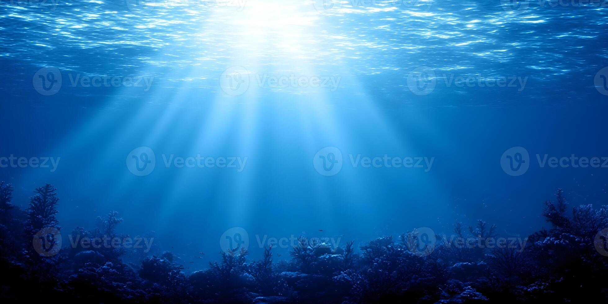 Underwater Scene Sunlight Rays Coral Reef Ocean Floor photo