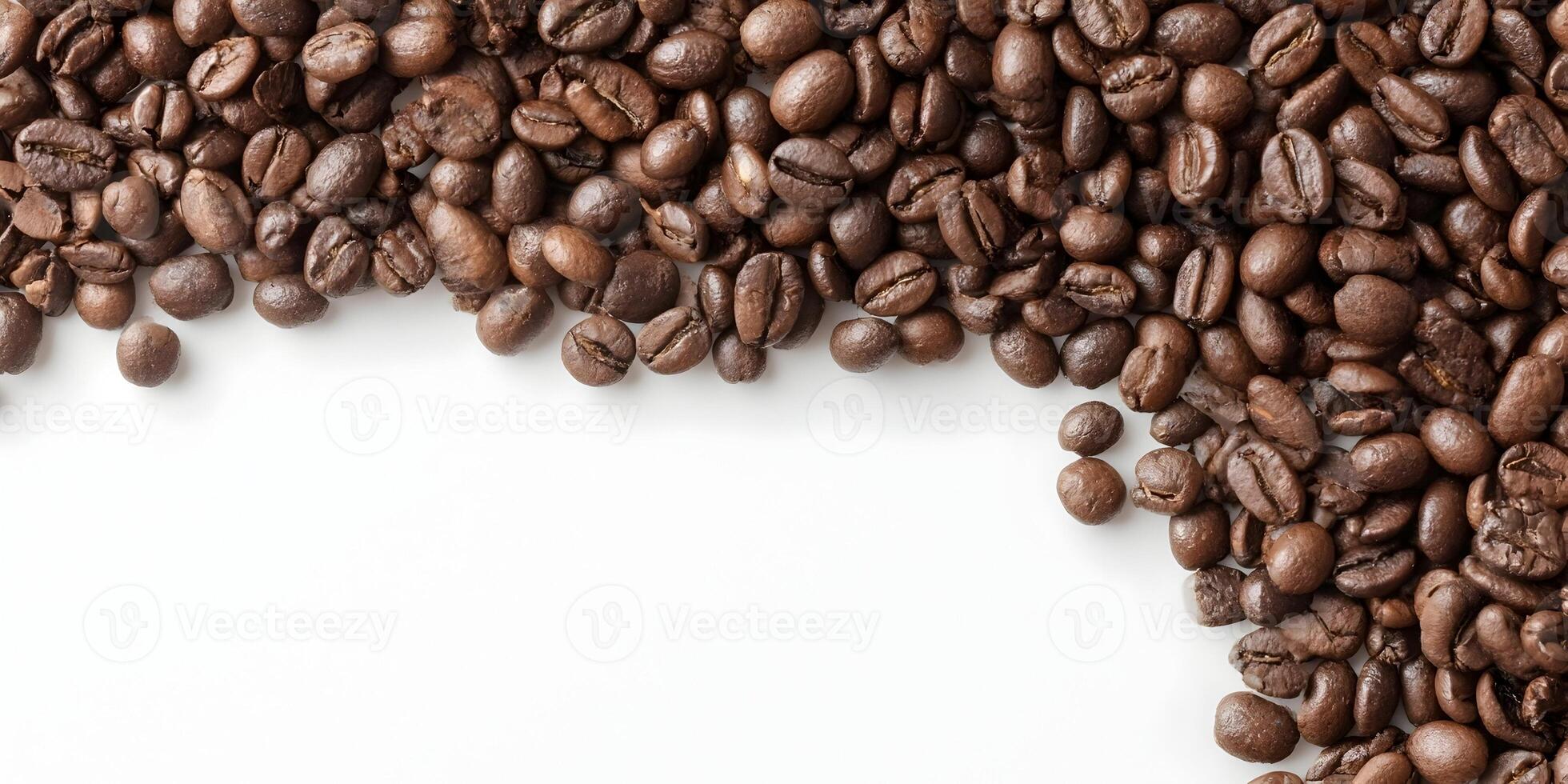 Roasted Coffee Beans Border White Background Coffee Beans Texture Top View Coffee Background photo