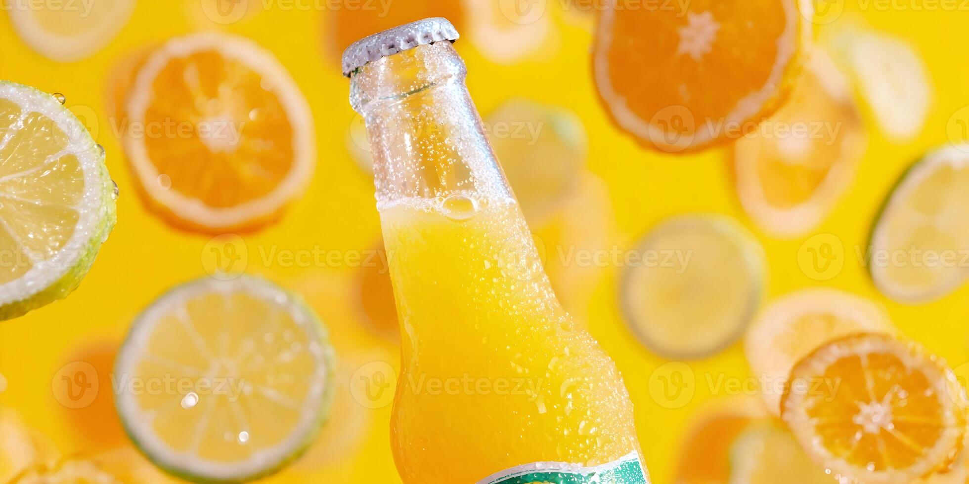 Refreshing Orange Citrus Soda Bottle Drink Summer photo