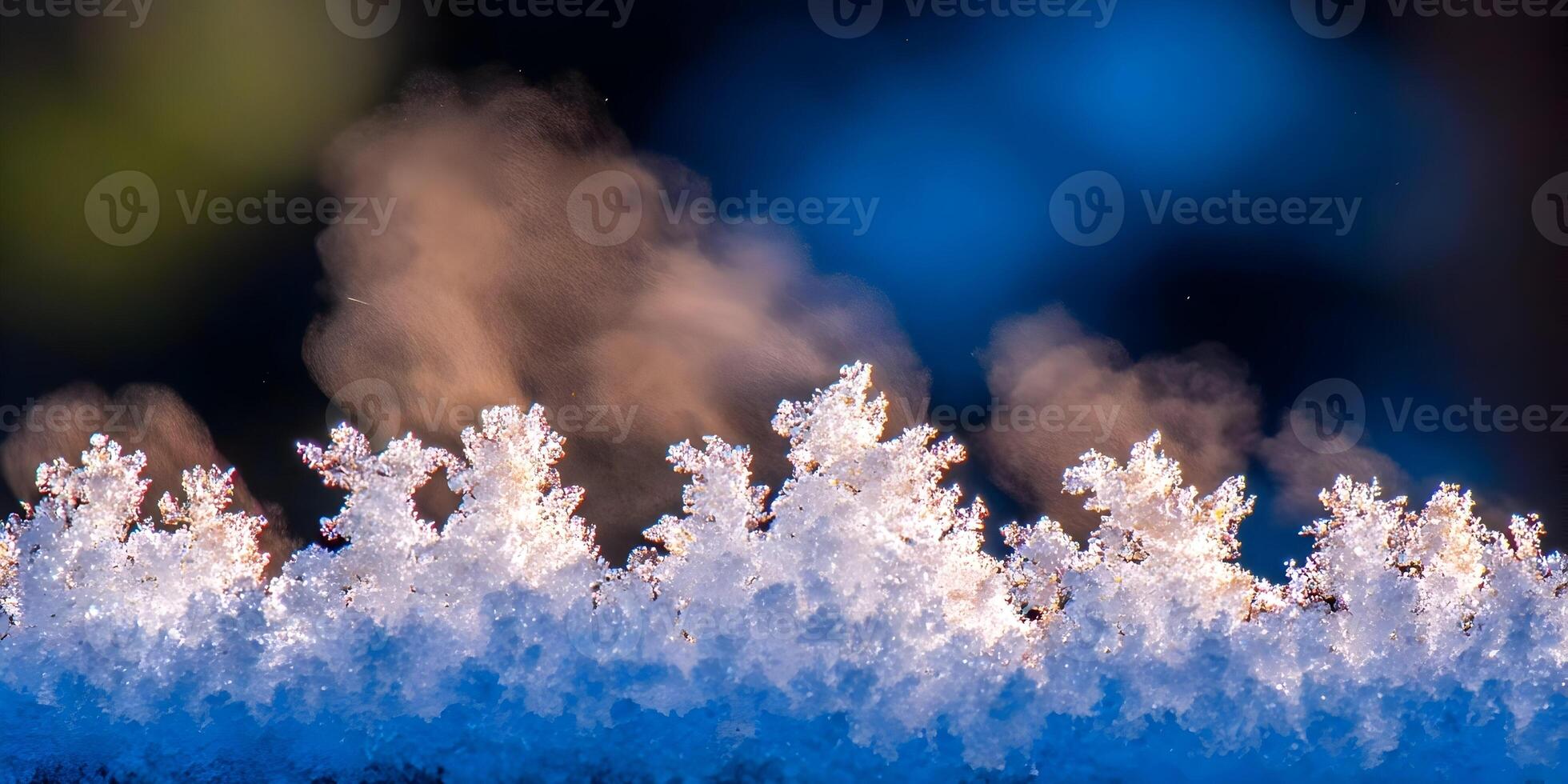 Closeup Detailed Snowflakes Ice Crystals Winter Scene photo