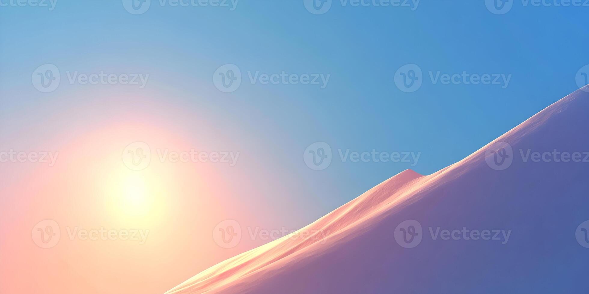 Sunset over Snowy Mountain Peak Landscape Illustration photo
