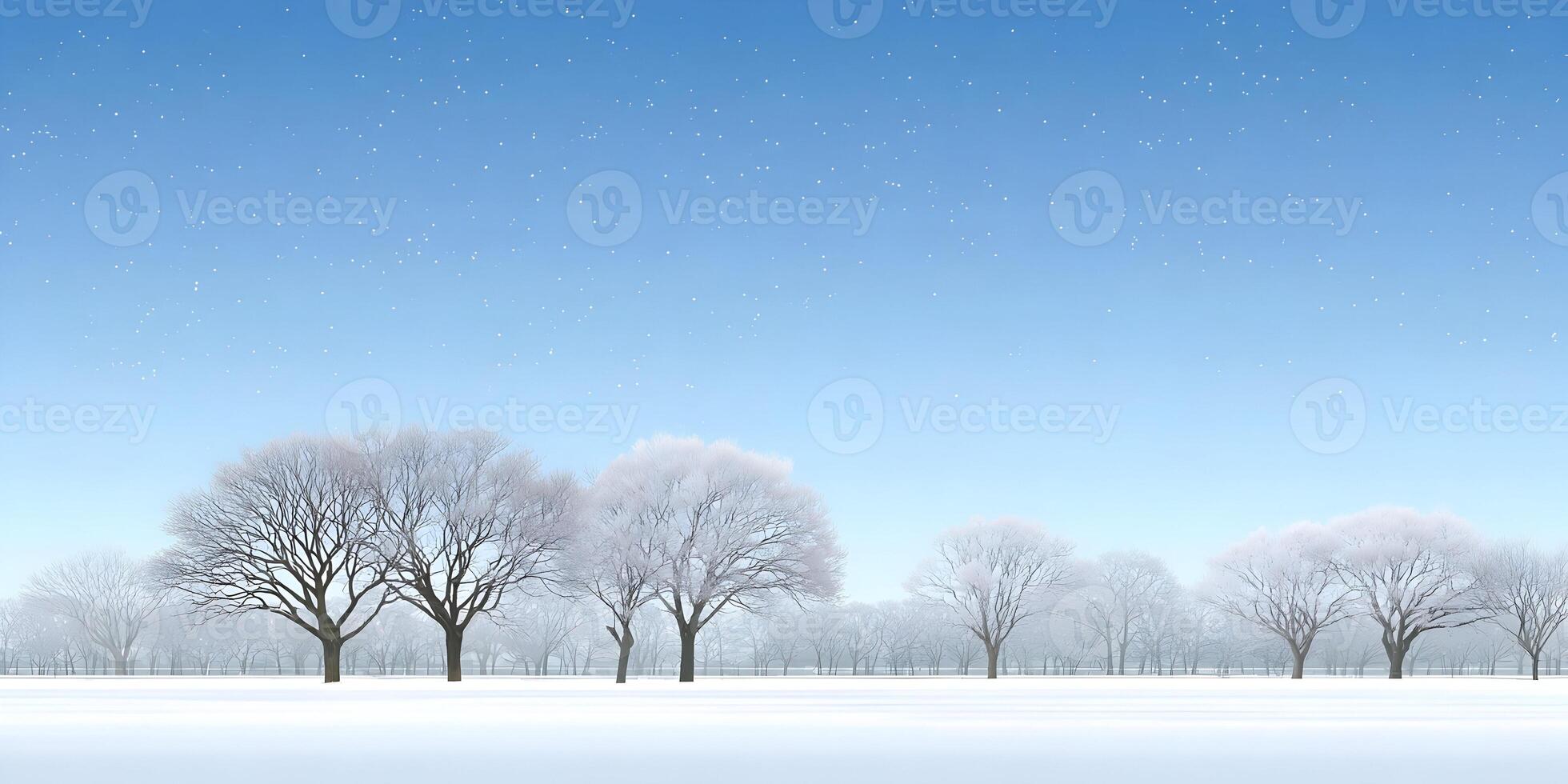 Snowy Landscape Winter Scene Frosty Trees Snow Falling Cold Weather Blue Sky photo