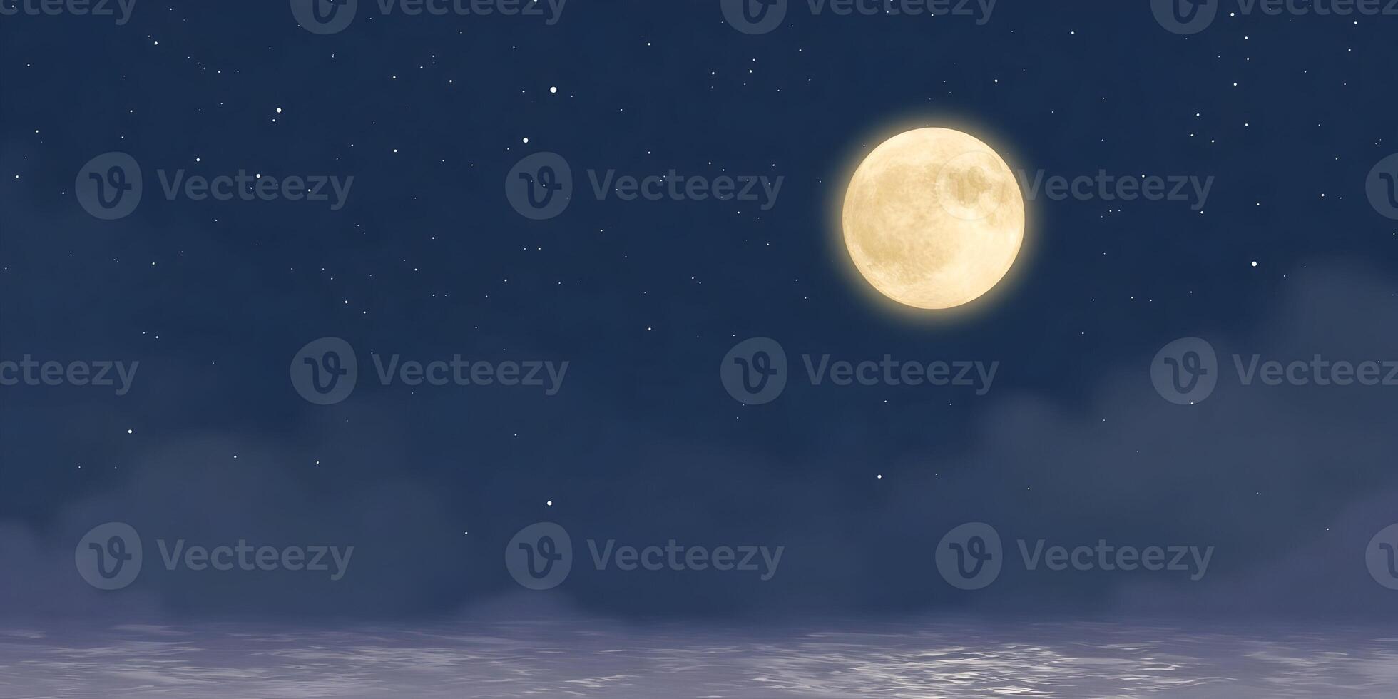 Full Moon Night Sky Clouds Starscape Peaceful Night Scene photo