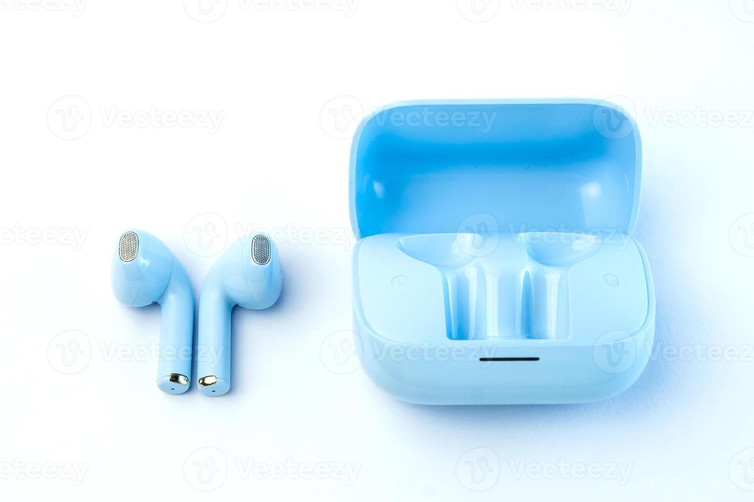 Stylish blue wireless earbuds with a matching charging case. Ergonomic fit, lightweight, and perfect for music, calls, gaming, and workouts with high-quality sound and noise isolation. photo