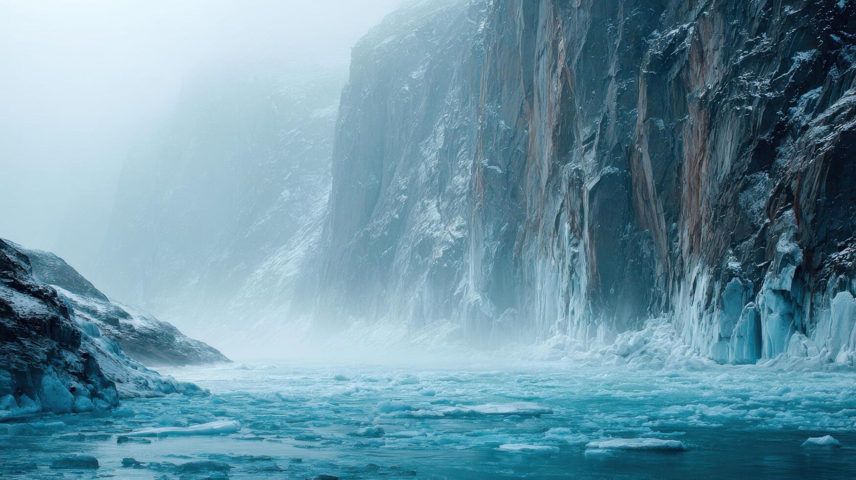 A Glacial Cascade In An Isolated Arctic Location photo