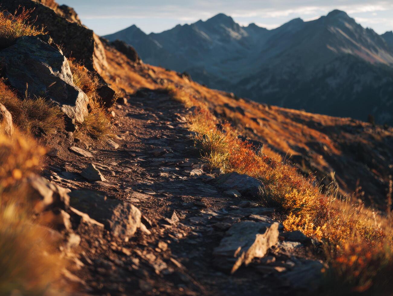 A Mountain Trail During The Late Part Of The Day photo