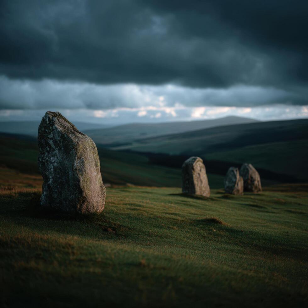 A Mysterious And Old Ring Of Large Standing Stones photo