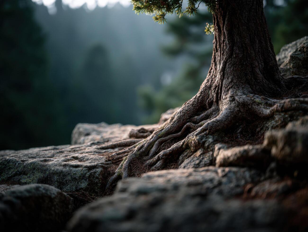 A Resilient And Inspiring Ancient Tree On A Rock photo