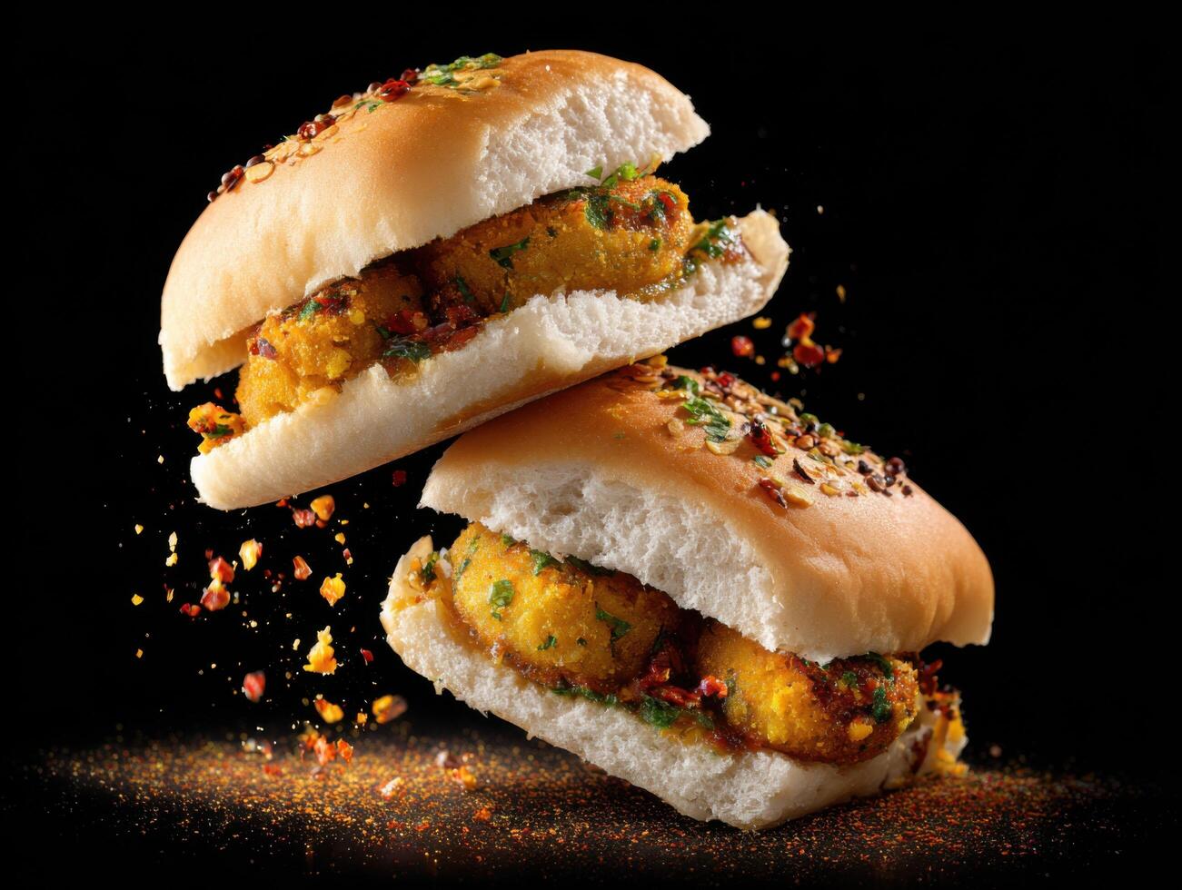 Separated Elements Of Mumbai Vada Pav photo