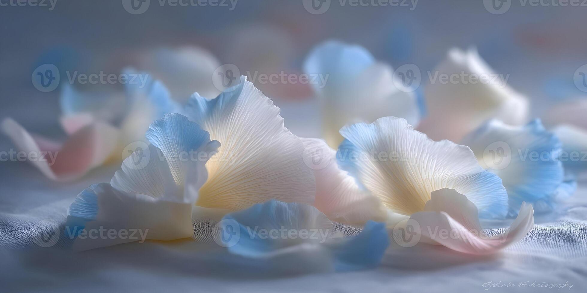 Soft Blue Pink Flower Petals Delicate Floral Background photo