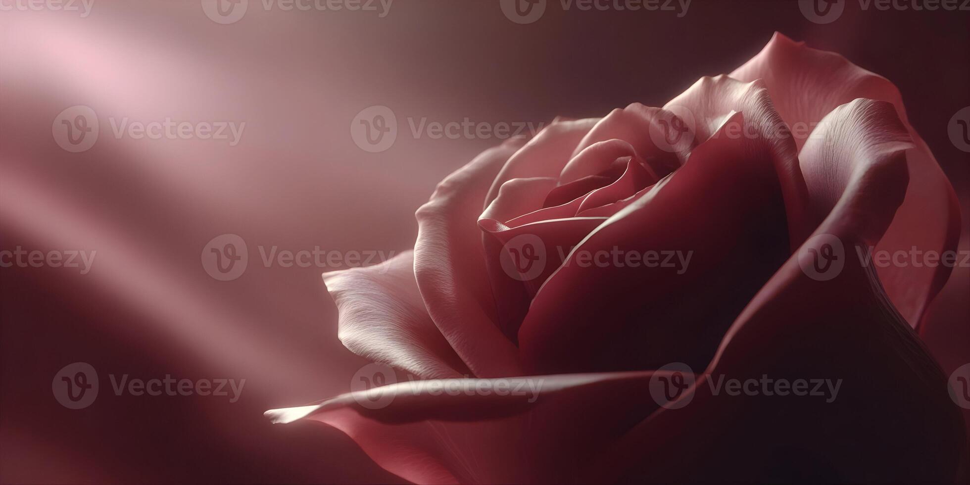 Closeup Red Rose Petals Soft Light Illumination photo