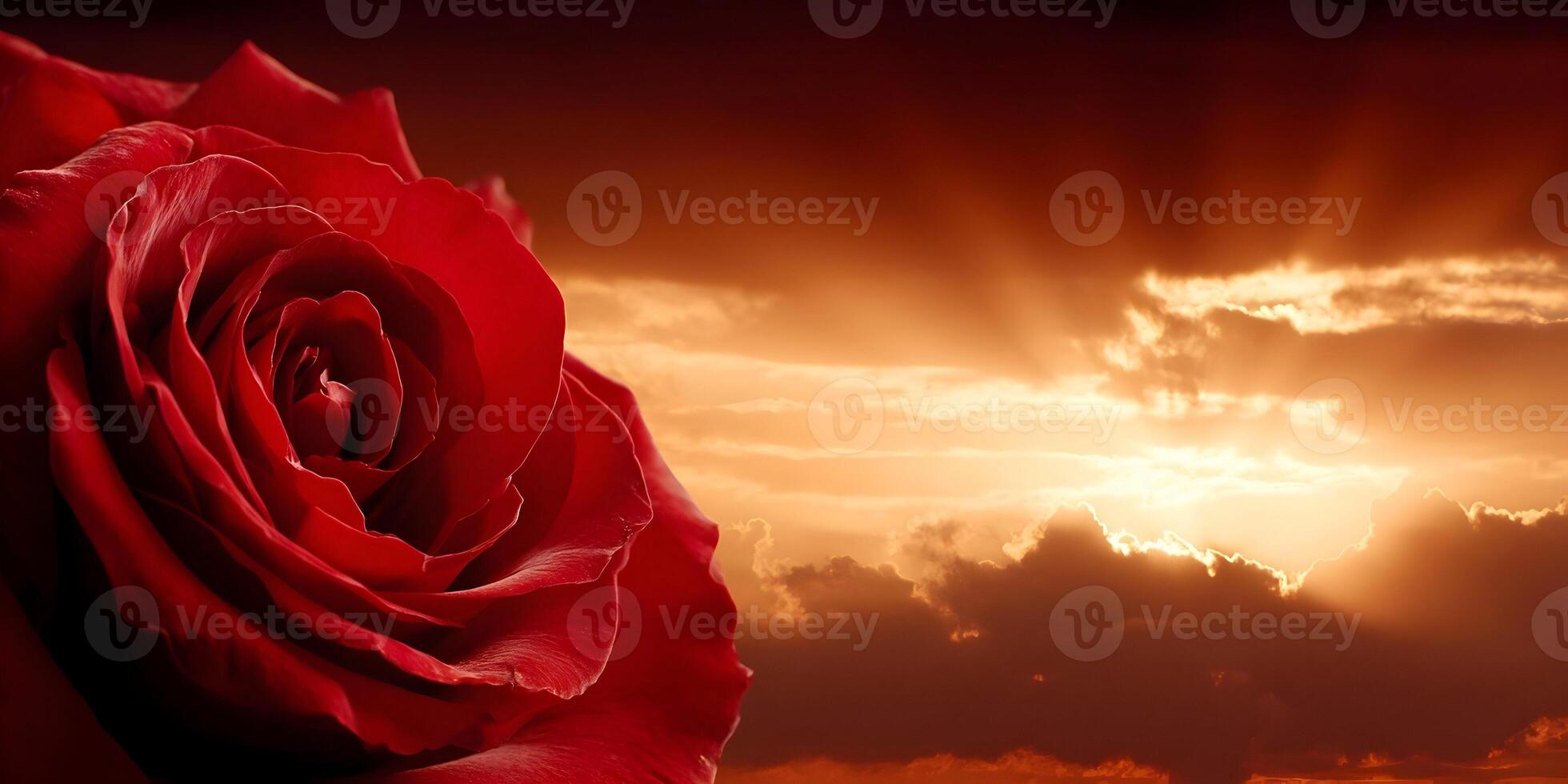 Red Rose Sunset Dramatic Sky Background Image photo