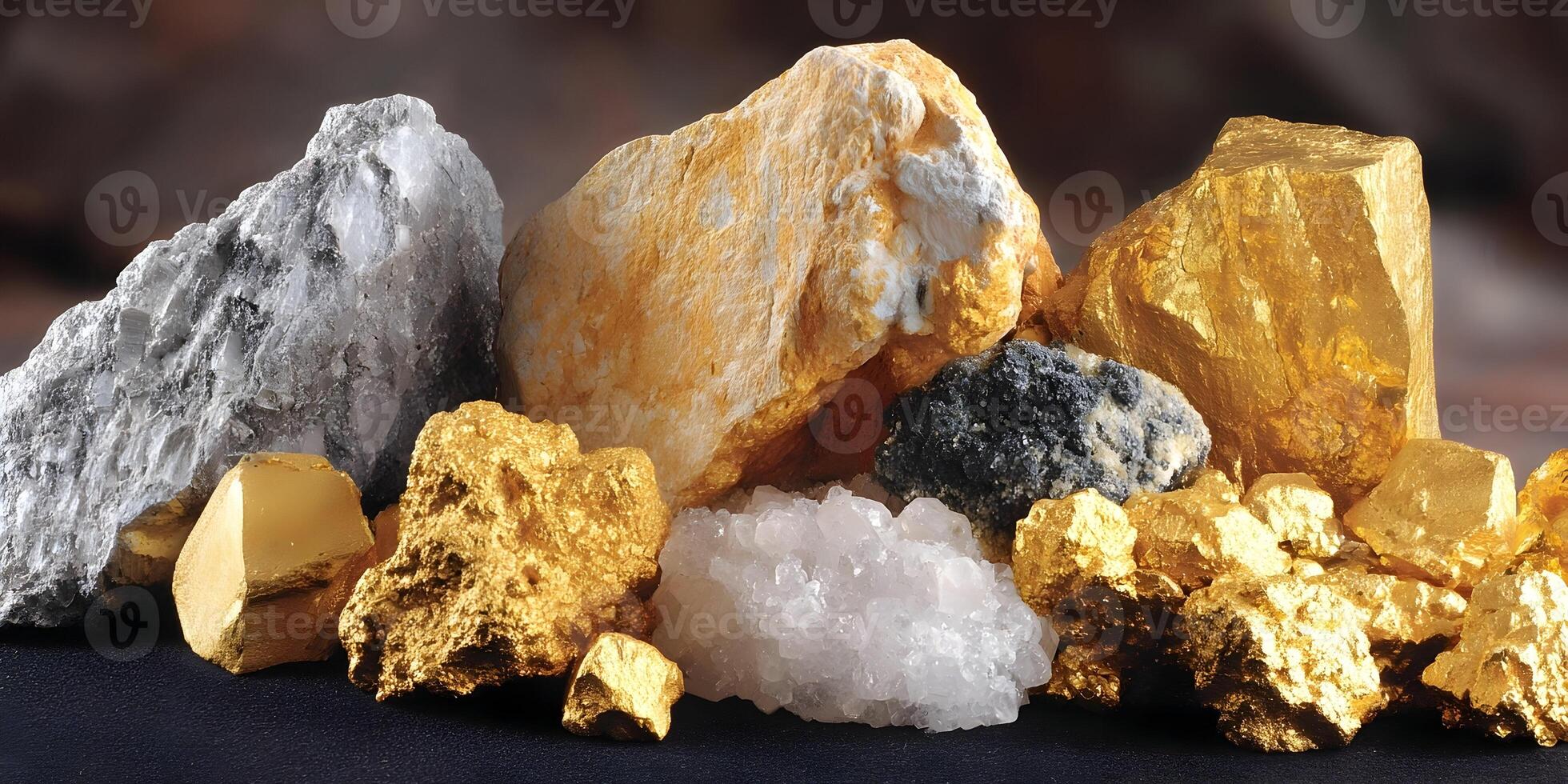 Gold Nuggets Raw Gold Ore Silver Minerals Stones Crystals Geology photo