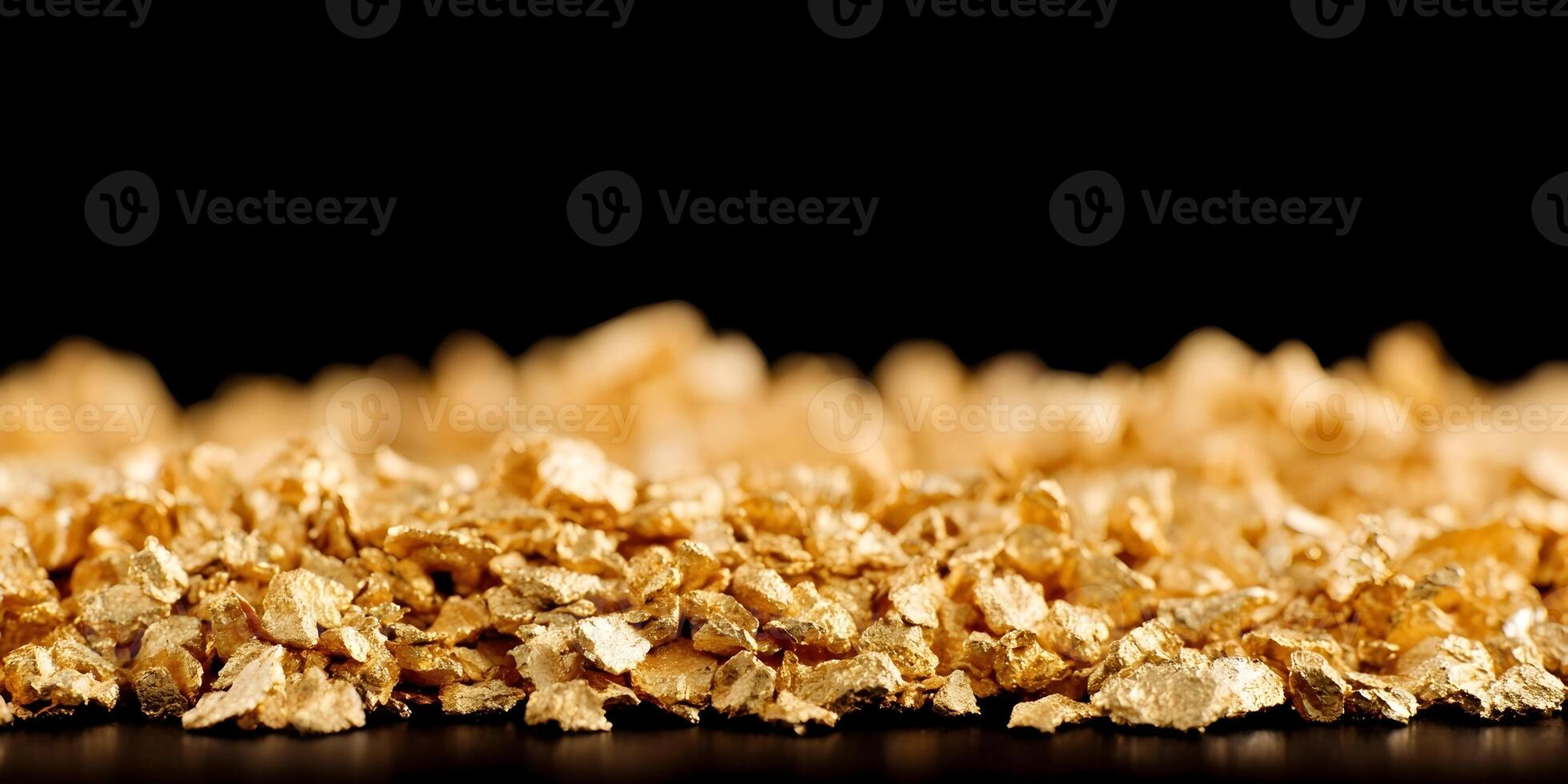 Pile of Gold Nuggets on Black Background Luxury Golden Texture photo