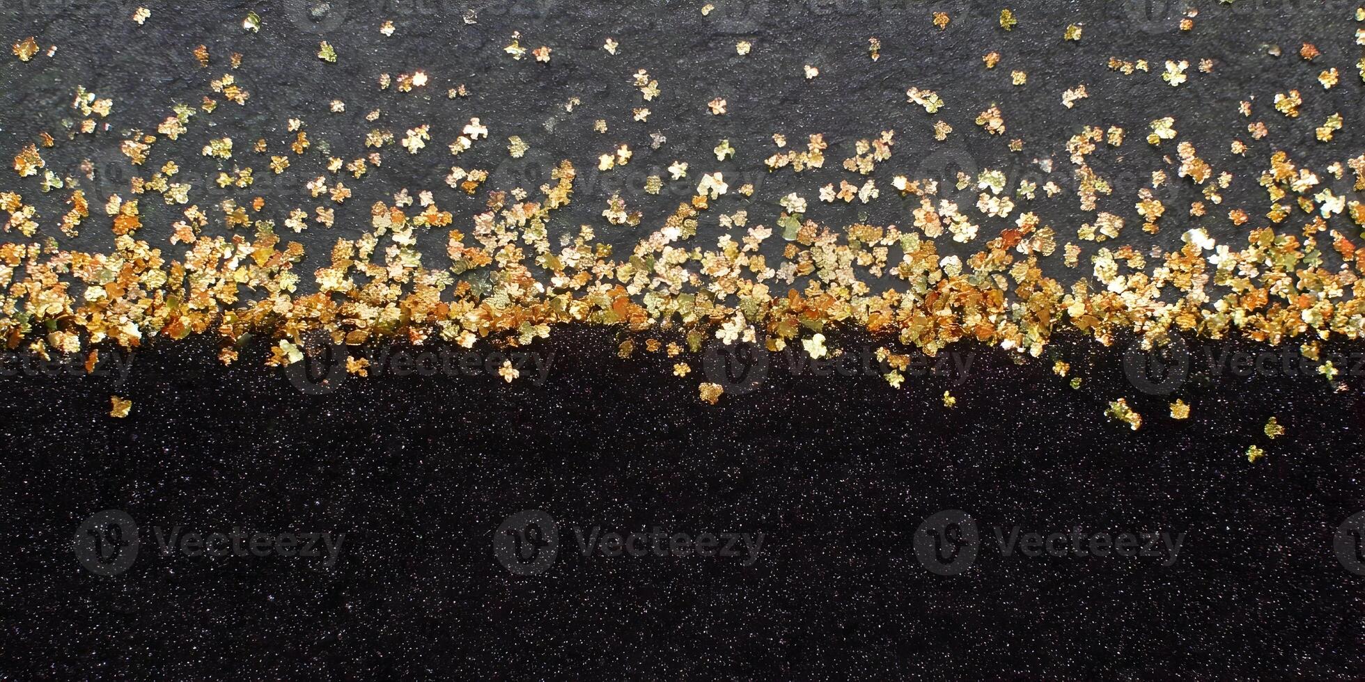 Black Background with Gold Glitter Texture Festive Sparkle Design photo