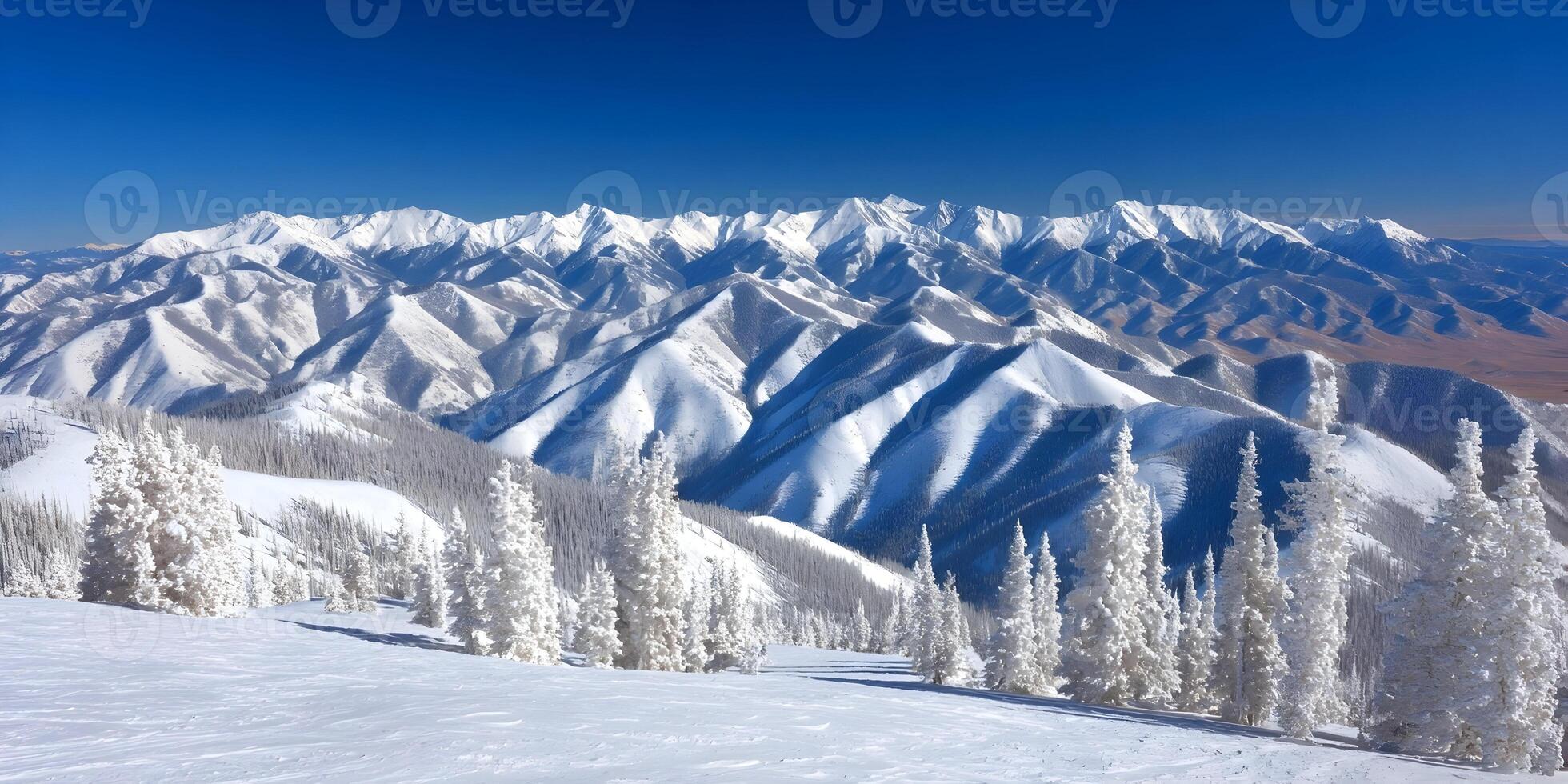Snow Covered Mountain Range Winter Landscape Scenic View photo