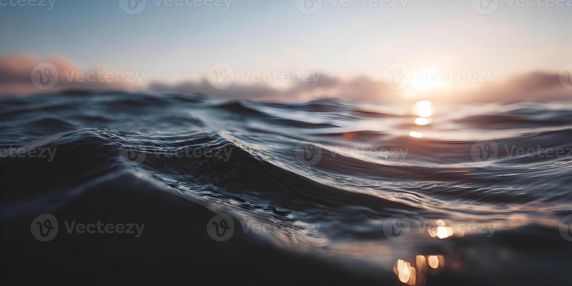 Closeup Ocean Waves Sunset Golden Hour Water Surface Texture photo
