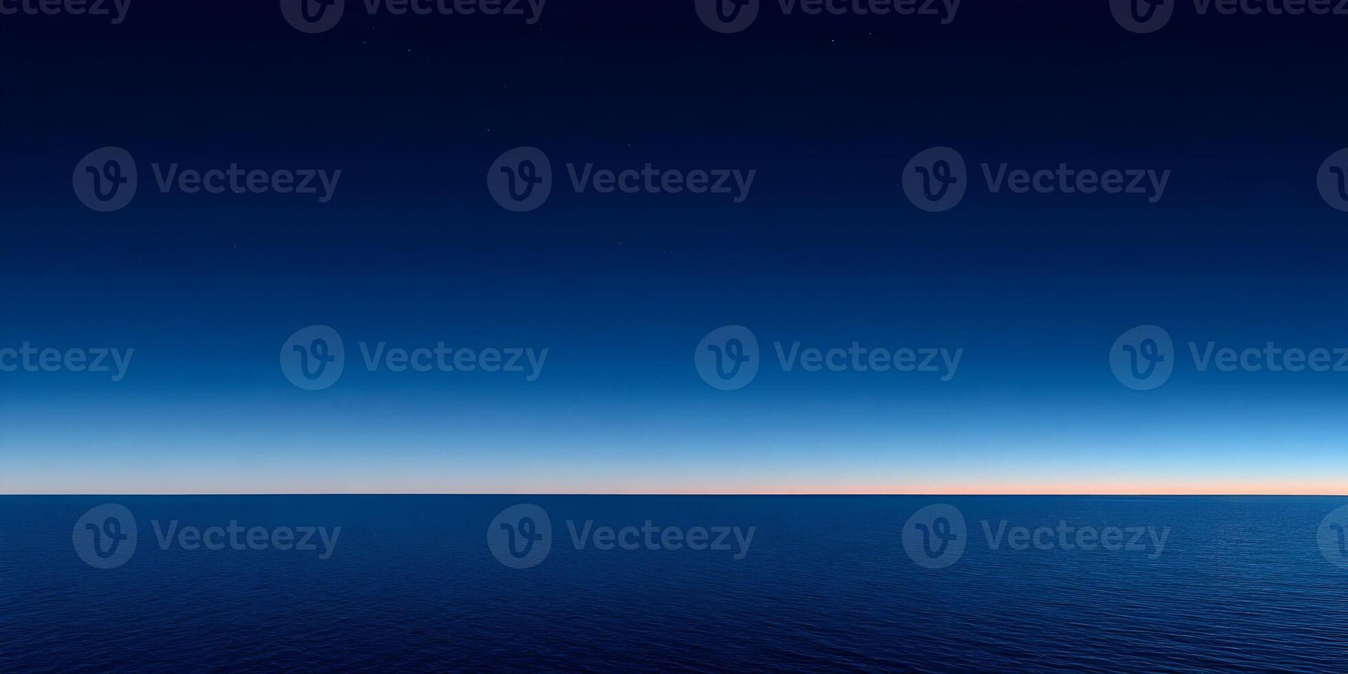Dark Blue Ocean Night Sky Minimalist Seascape photo