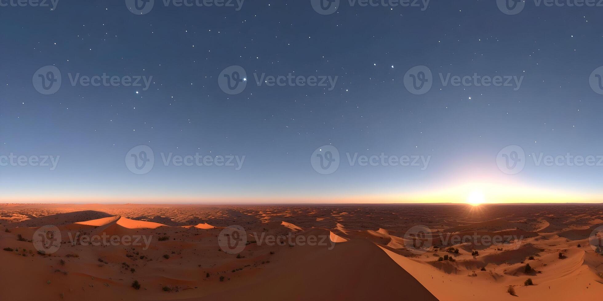 Sunset over Sahara Desert Sand Dunes Starry Sky Landscape photo