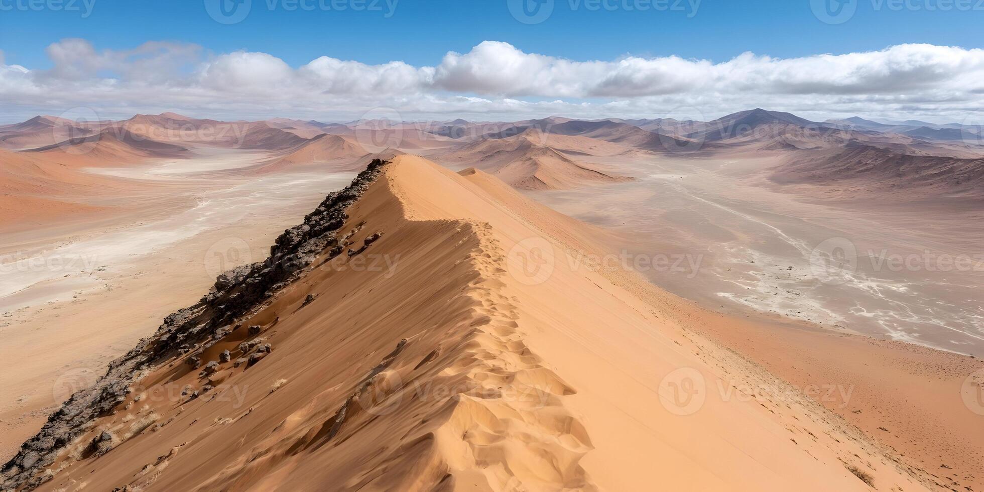 Namib Desert Dune Ridge Top View Landscape Scenery photo
