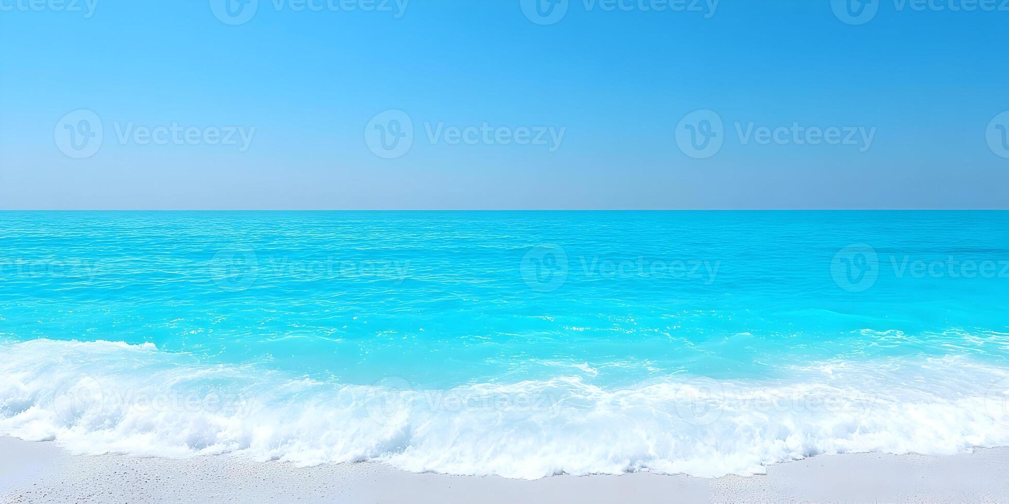 Clear Turquoise Ocean Waves on Sandy Beach Summer Seascape photo