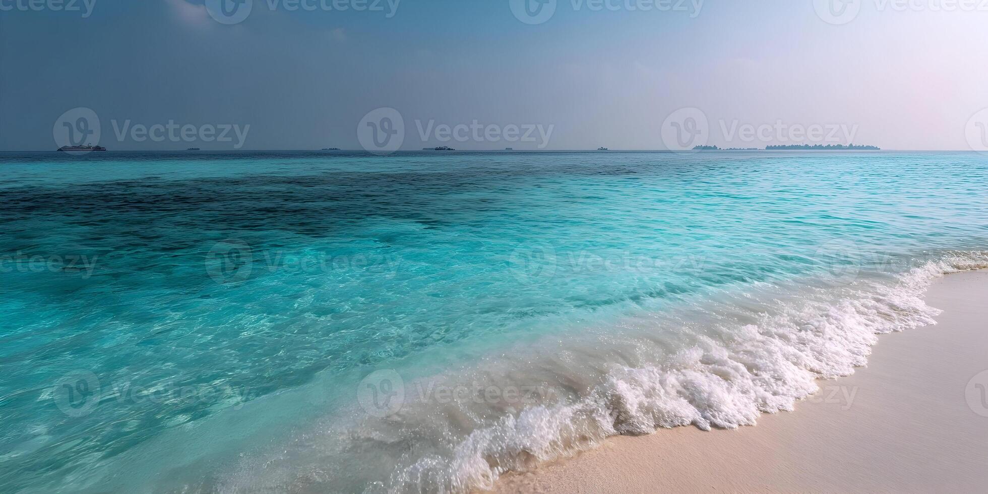 Tropical Ocean Scene Turquoise Water White Sand Beach Island Landscape photo