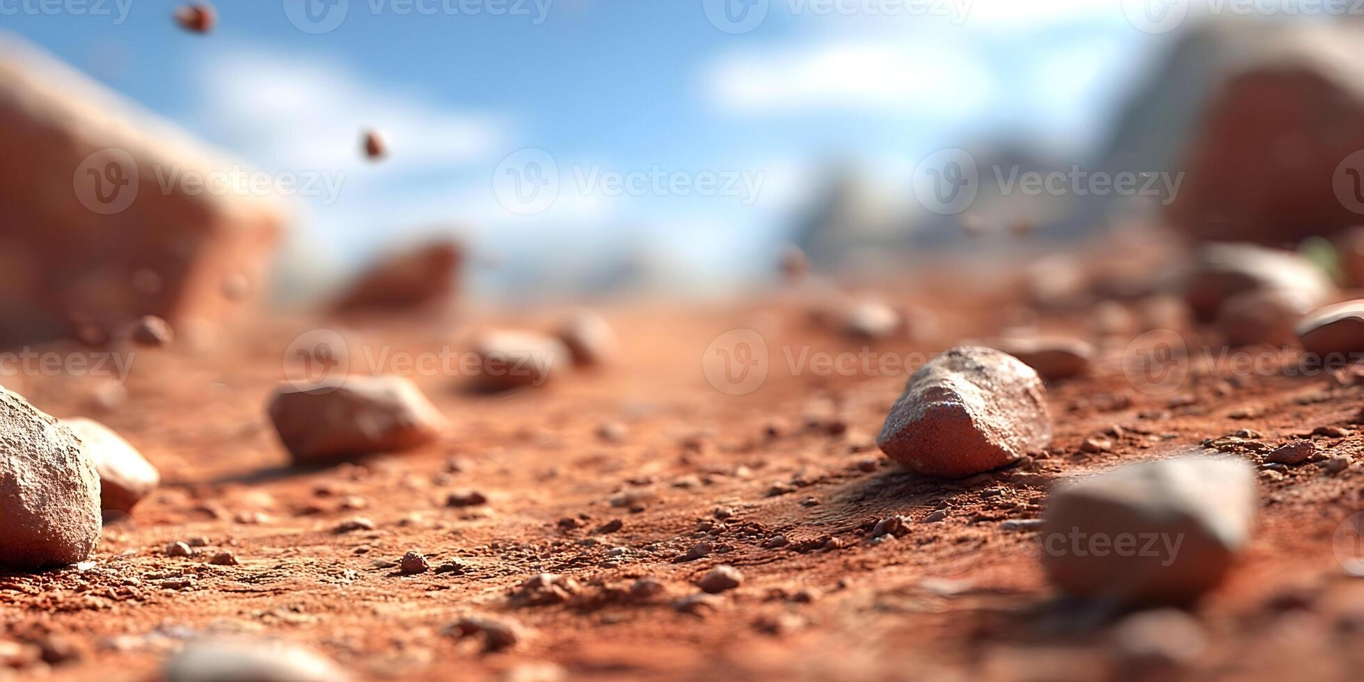 Red Planet Surface Close Up Rocks Martian Landscape Stones Texture photo
