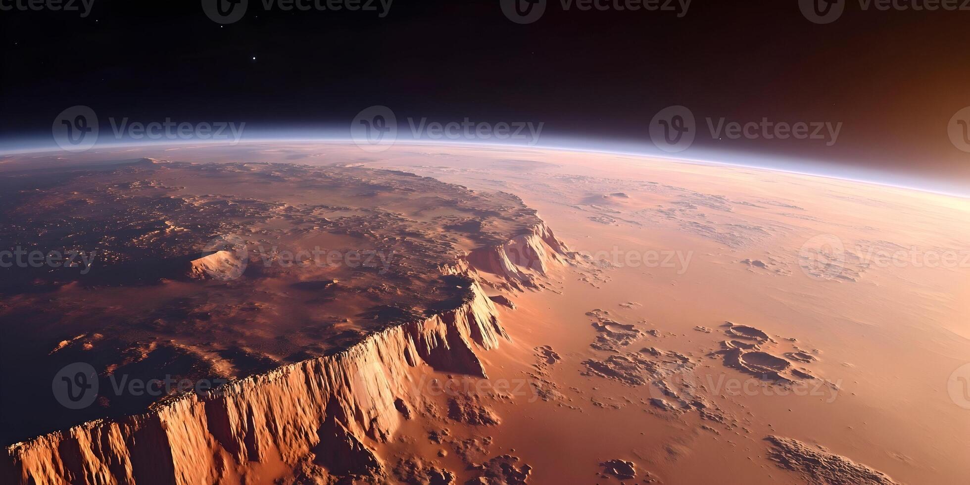 Stunning Martian Landscape Sunrise Cliffside View photo