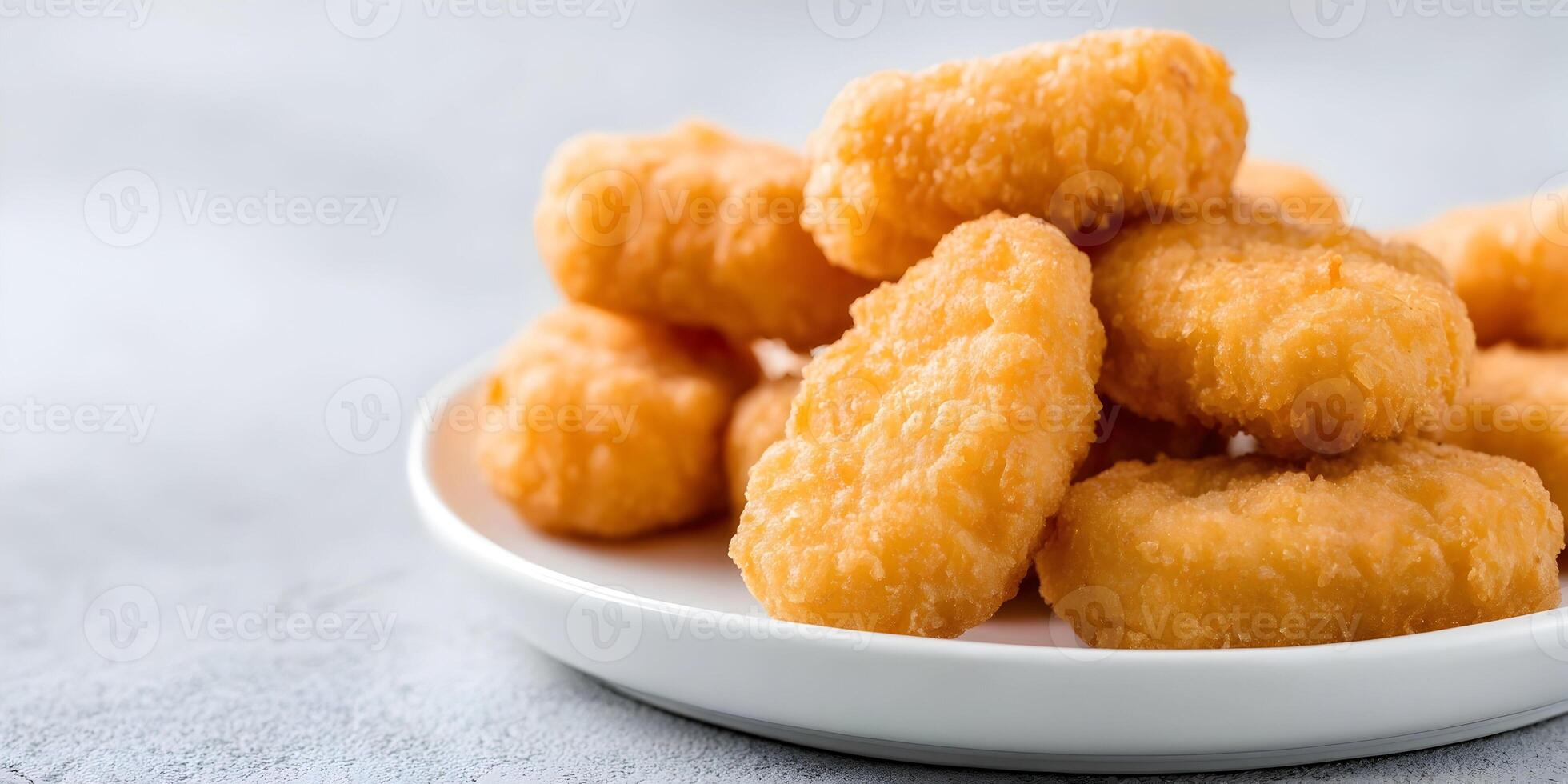 Crispy Fried Chicken Nuggets on White Plate photo
