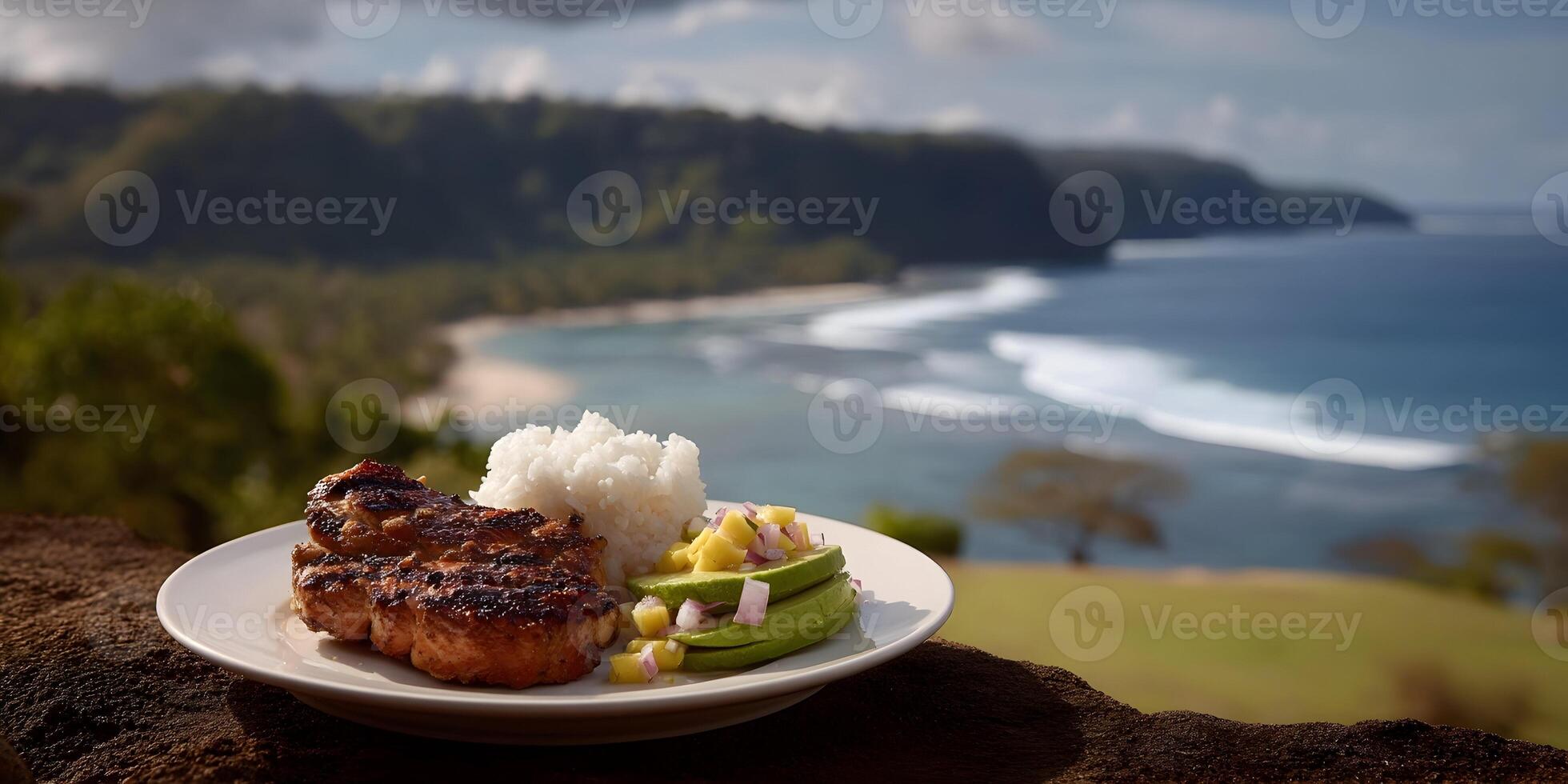 Grilled Chicken Breast Rice Avocado Mango Salsa Ocean View photo