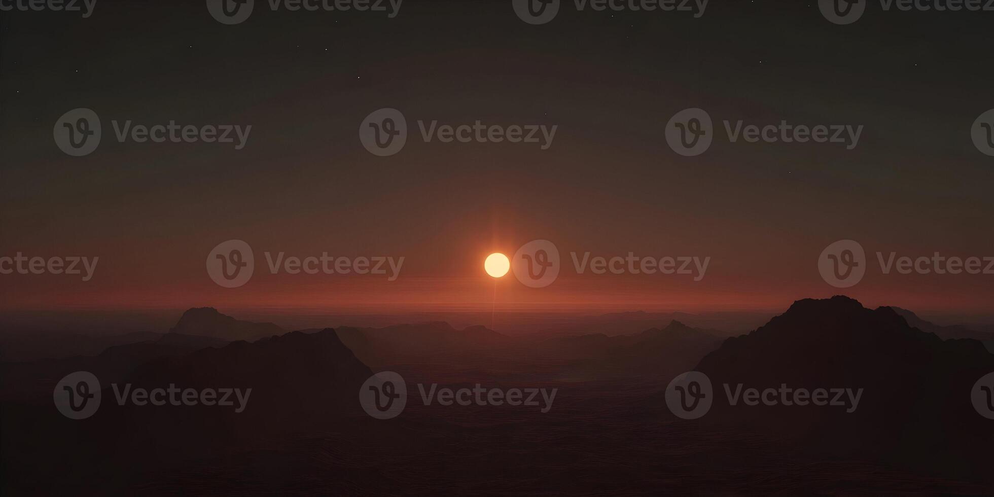 Red Planet Sunset Mountain Landscape Dark Sky photo