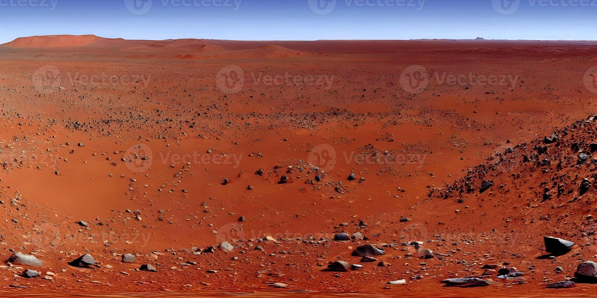 Mars Surface Red Planet Rocky Terrain Panoramic View photo