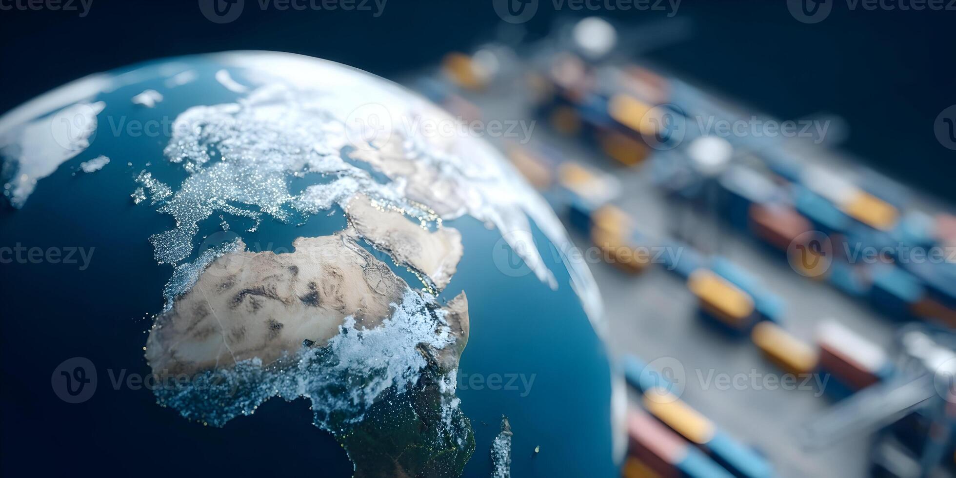 Earth Globe with Global Logistics and Transportation Network photo