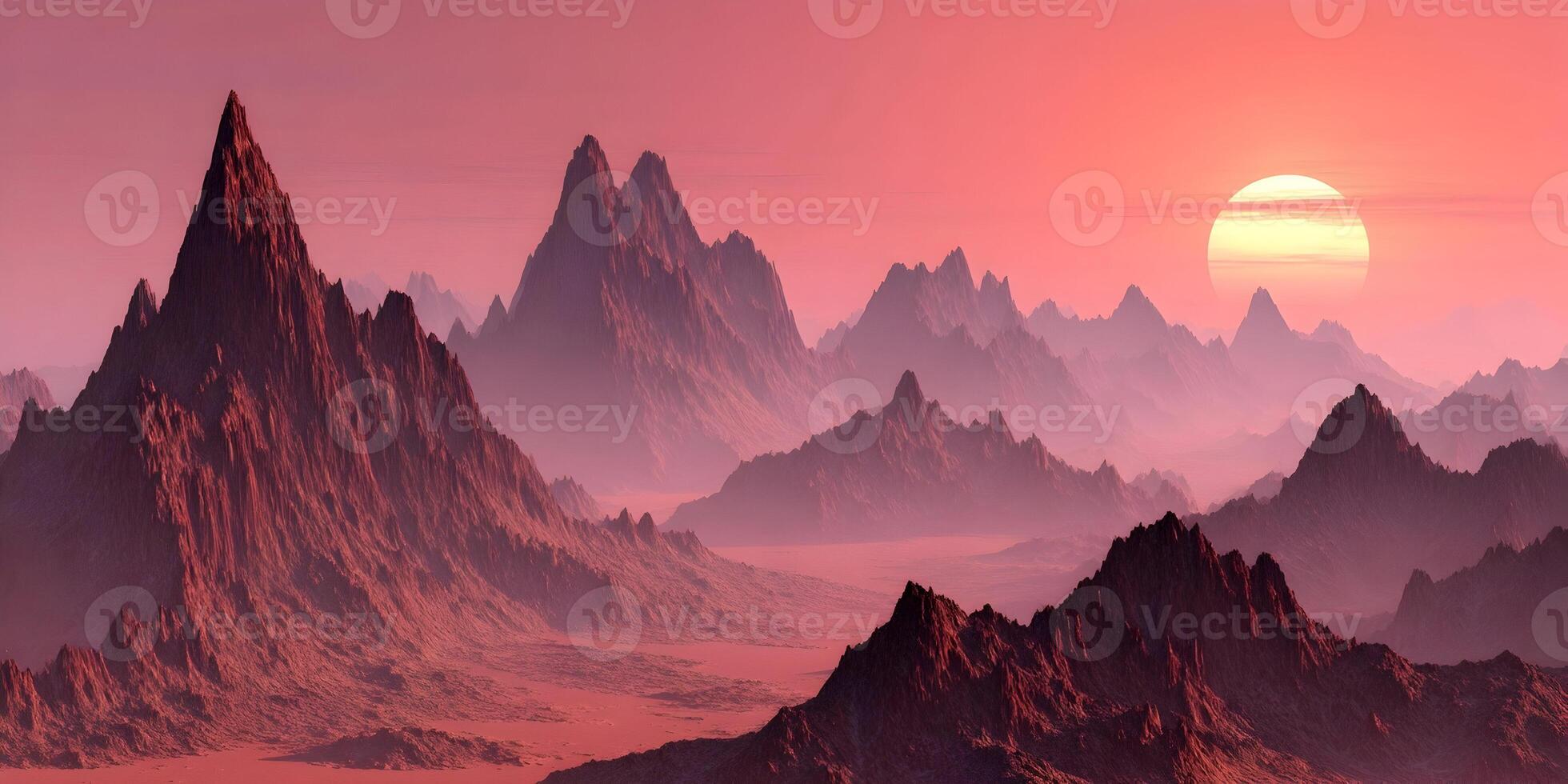 Red Planet Mountain Range Sunset Landscape photo