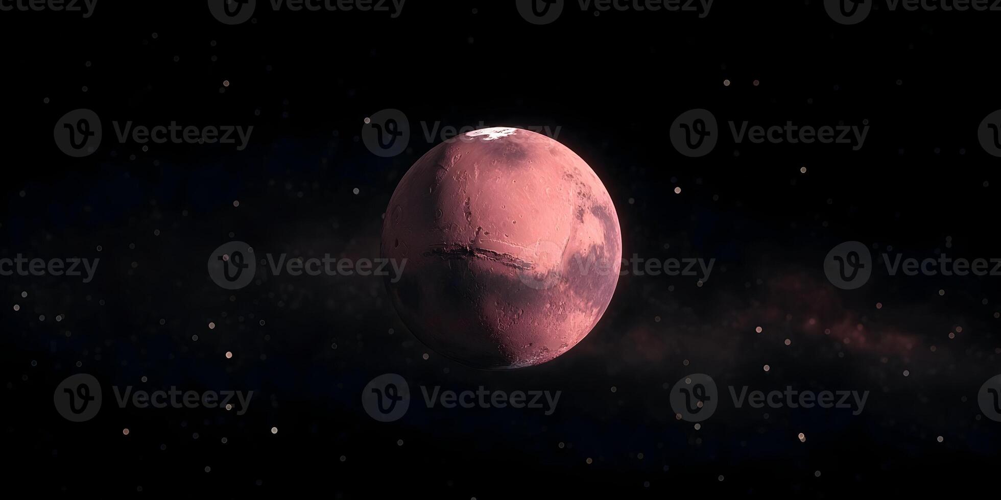 Red Planet Mars in Space Detailed Surface Texture Dark Background photo