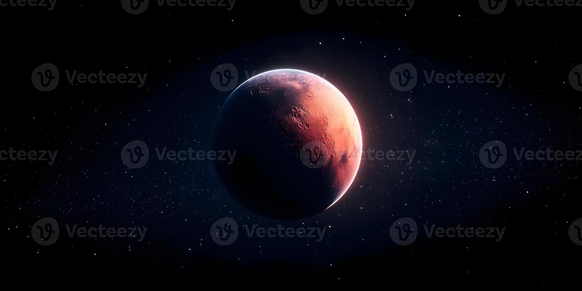 Red Planet Mars in Space Detailed View with Stars photo
