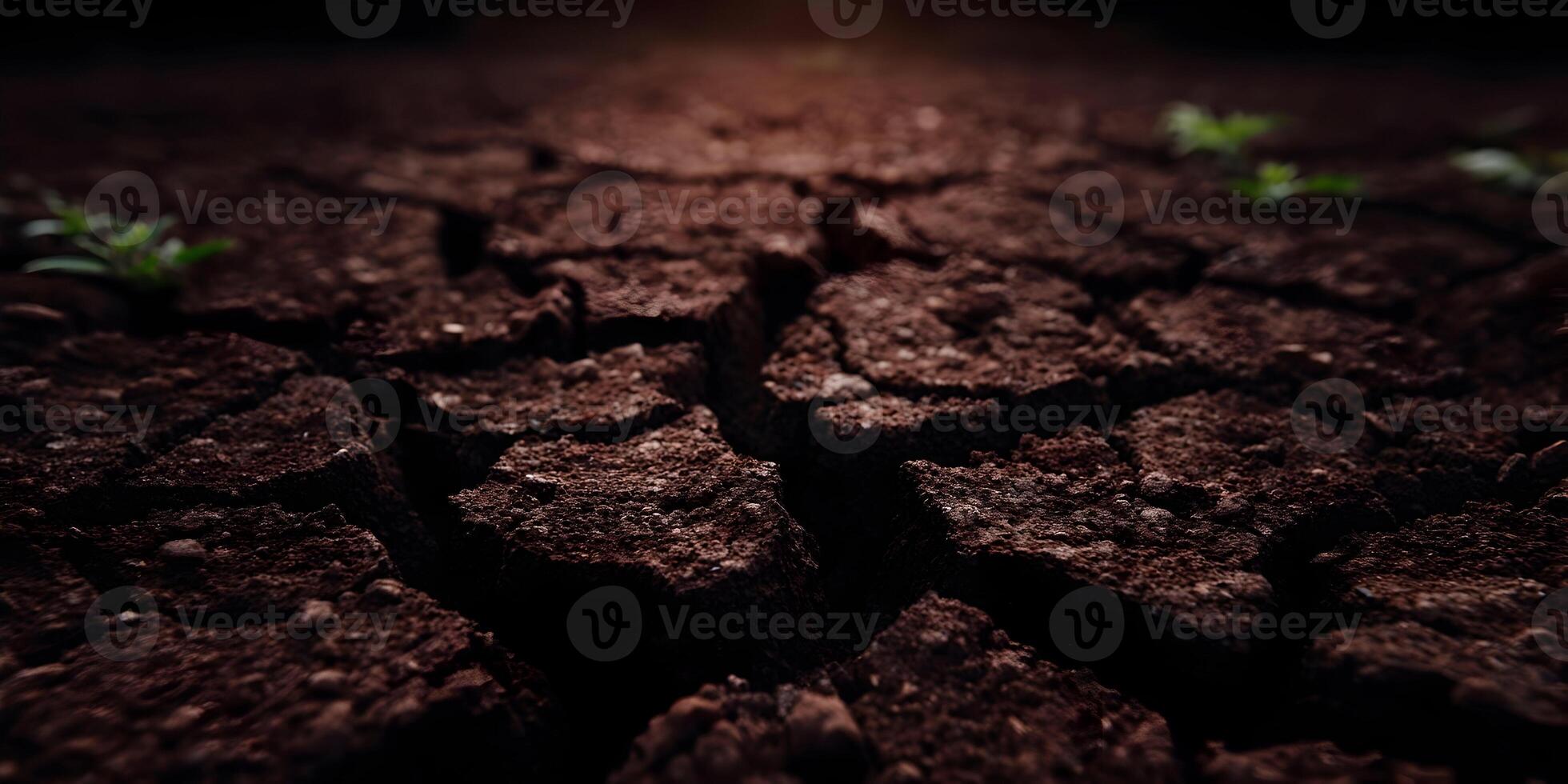 Dry Cracked Earth Ground Soil Texture Brown Color Closeup photo
