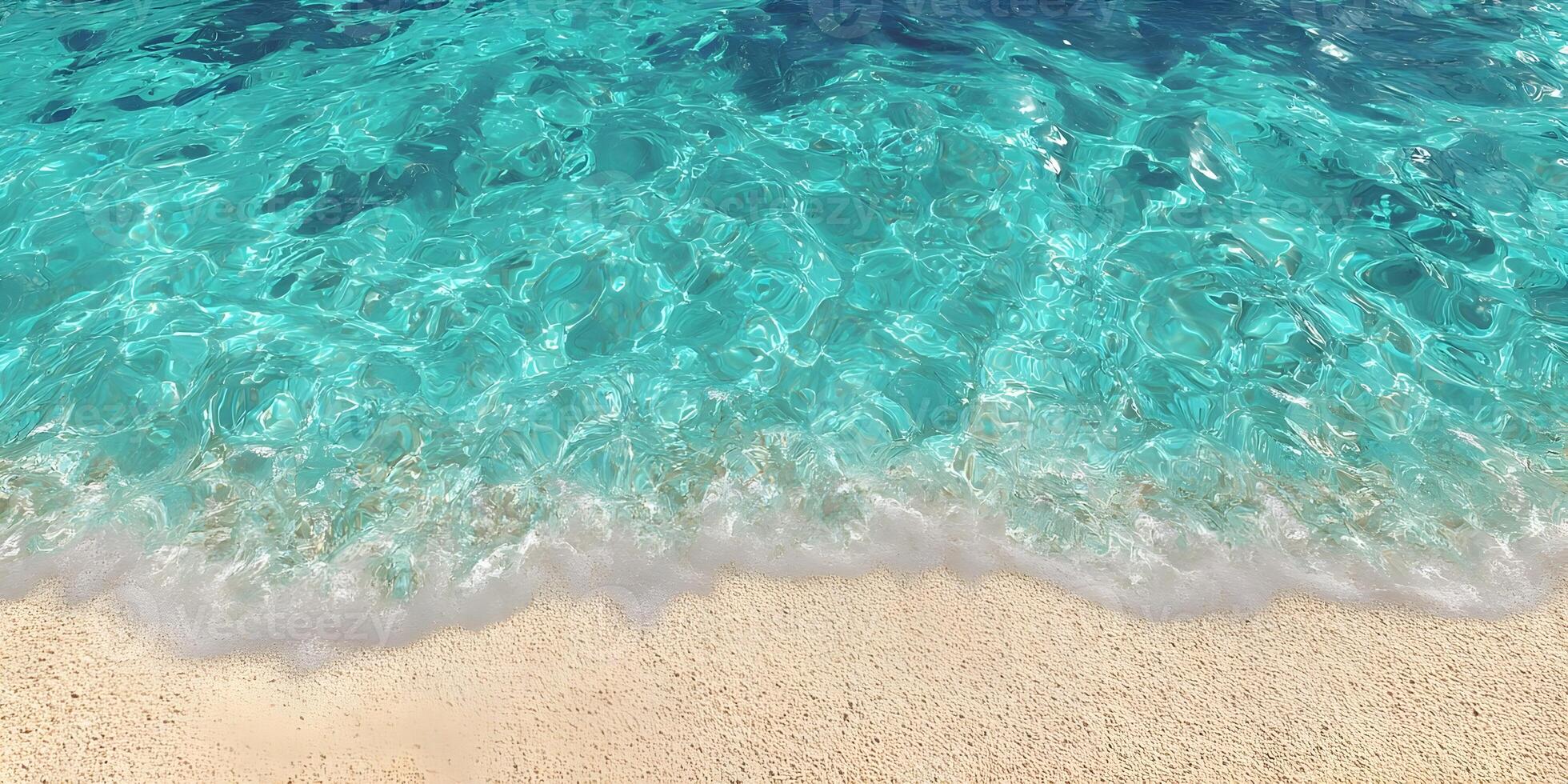 Turquoise Ocean Water Waves on Sandy Beach Summer Vacation Background photo