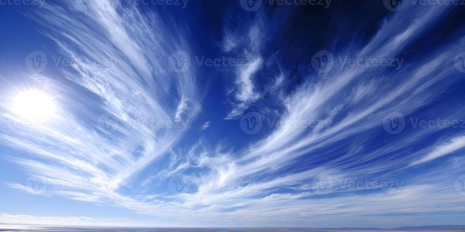Bright Sun Dramatic Cirrus Cloudscape Blue Sky Scenic Landscape photo