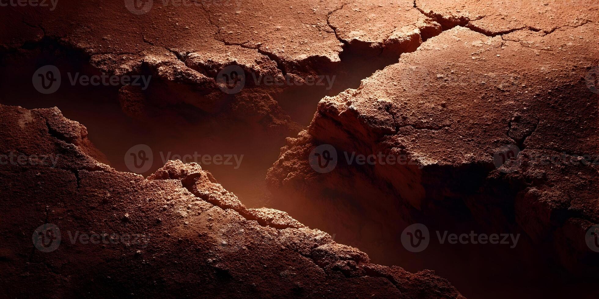 Cracked Red Earth Ground Texture Deep Canyon Grunge Background photo