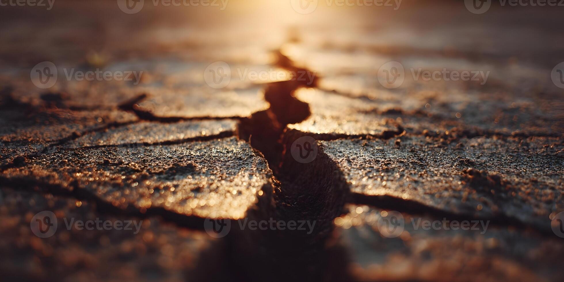 Dry Cracked Earth Ground Texture Sunset Sunlight photo