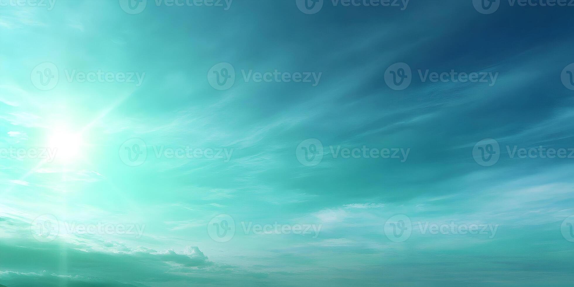 Bright Teal Sky Sunbeams Cloudscape Background photo
