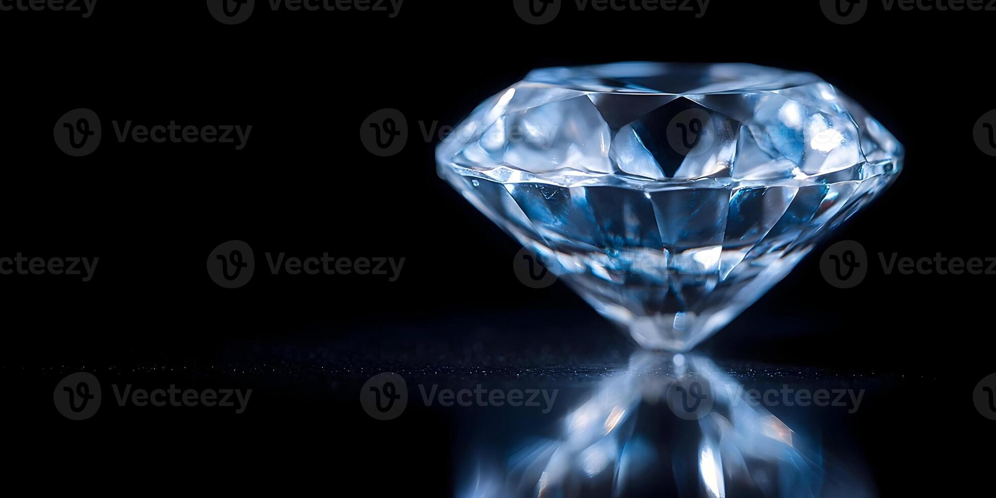 Brilliant Cut Diamond Gemstone Closeup Macro Photography Dark Background photo