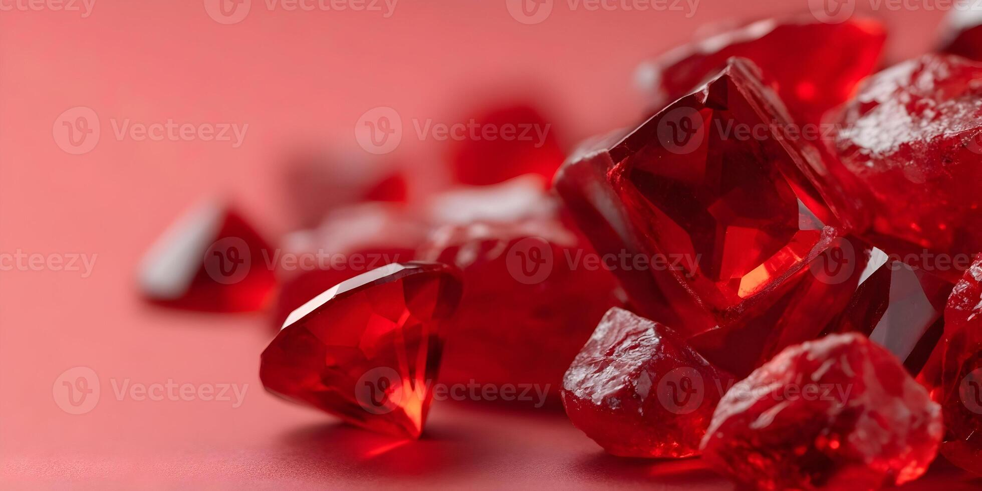 Red Gemstones Pile Close Up Shiny Precious Stones Ruby Jewel photo