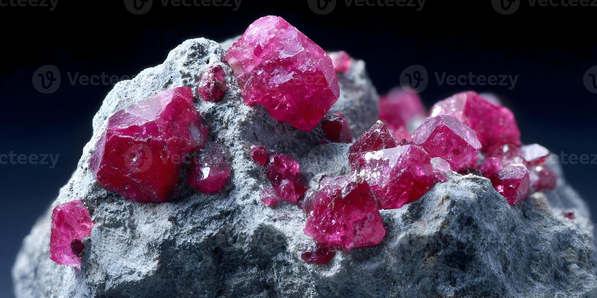 Red Spinel Crystals on Grey Rock Macro Photography photo