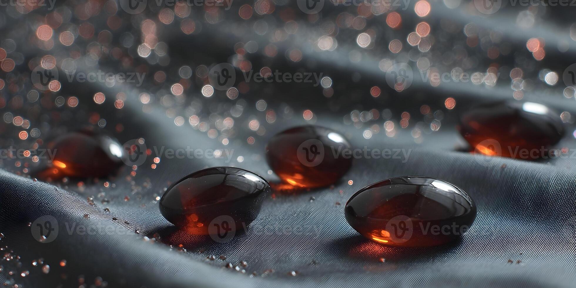 Water Drops on Dark Fabric Closeup Photography Amber Color photo