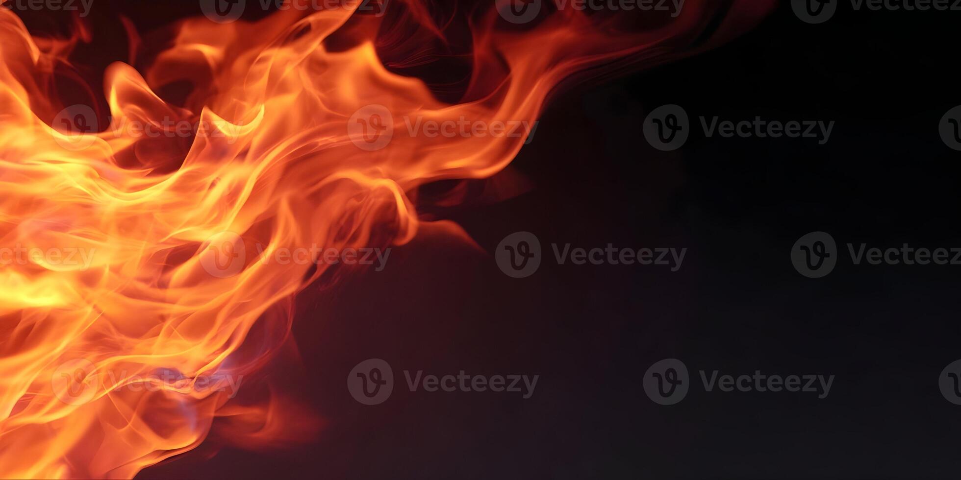 Abstract Fire Flames Background Orange and Red Fiery Texture Dark Background photo